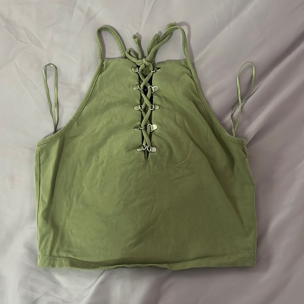 Green cropped top